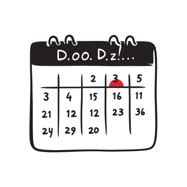 Hand-drawn calendar with important date circled in red sticker