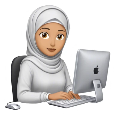 hijab woman working in computer sticker