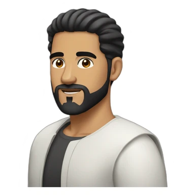 arab man with black hair, high fade on sides, beard, brown eyes sticker