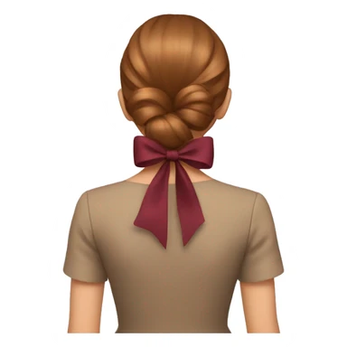 A burgundy bow in light brown hair from the back  sticker