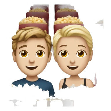 white boy and white girl in cinema with popcorn sticker