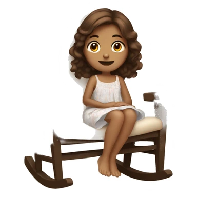 Girl with brown hair wearing a nightgown sitting in a rocking chair sticker