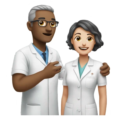 Dermatologist with a patient sticker