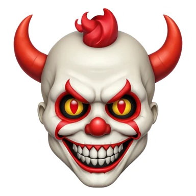 clown skull with devil horns sticker