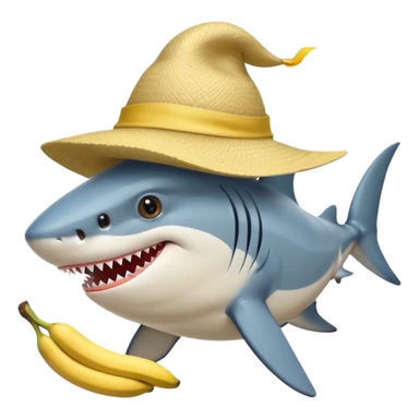 Shark with hat,and on hat bananas  sticker