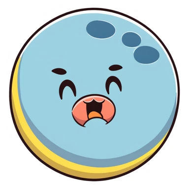 full moon with a yawning sleepy face and droopy eyes sticker