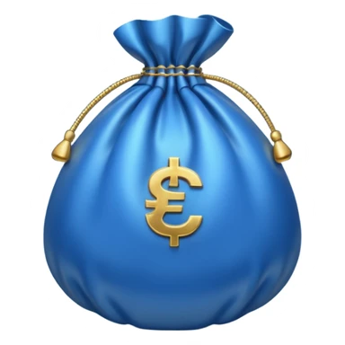 blue coins inside a money bag  sticker