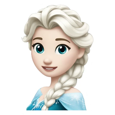 un pato con cuerpo azul, cabeza blanca y trenza con cabello blanco como Elsa de frozen sticker