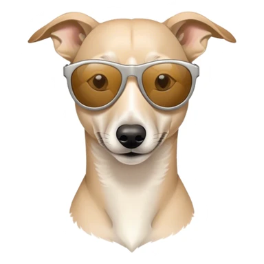 a beige whippet with sunglasses sticker