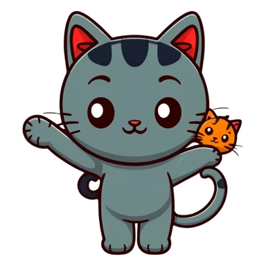 A black girl with a red cat on her head sticker