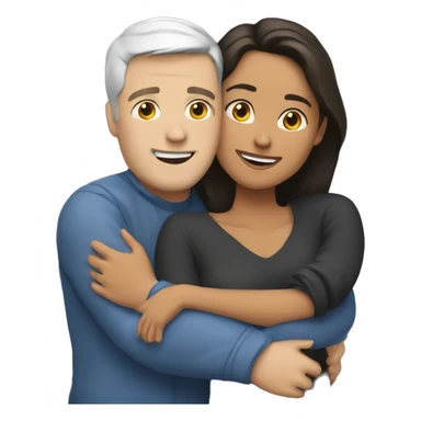 White man an hispanic woman hug each other sticker