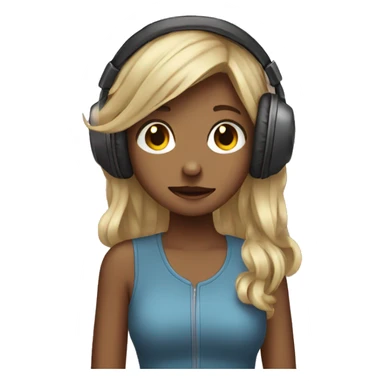 a girl wearing headphone listening to a song that make her cry sticker