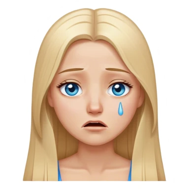 beautiful white girl with long straight blonde hair blue eyes crying  sticker