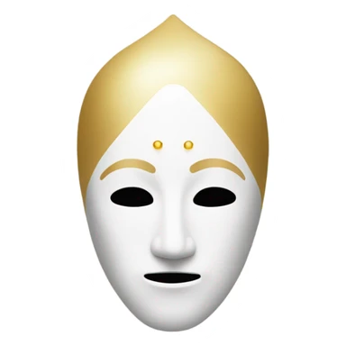 a completely white, smooth mask with no mouth or nose. A thin golden triangle is centered on the face, and a small golden dot is positioned on the forehead. The design should be minimalist, elegant, and mysterious.” sticker