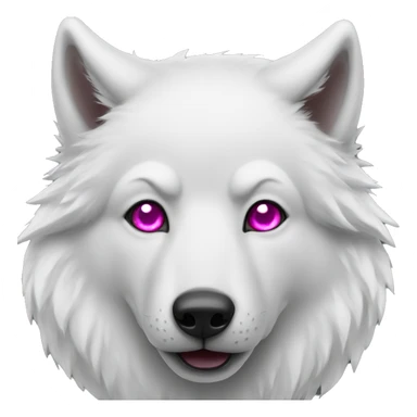 white wolf with dark pink eyes bells sticker