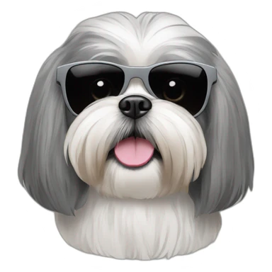 a grey shih tzu with sunglasses sticker