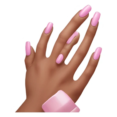 Light pink nails holding nail polish sticker