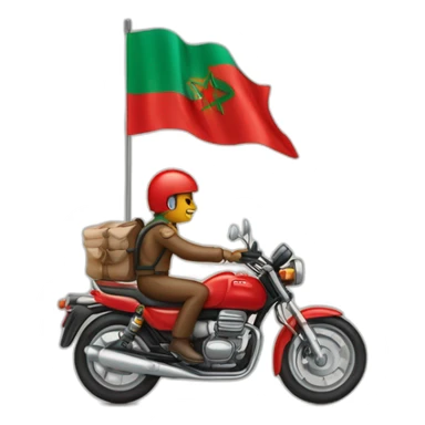 quelqu'un sur une moto avec le drapeau du Maroc derrière sticker