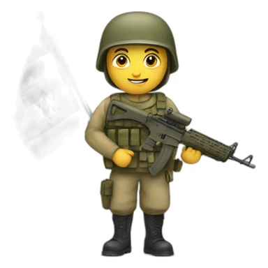 A soldier holds the flag of the State of Israel sticker