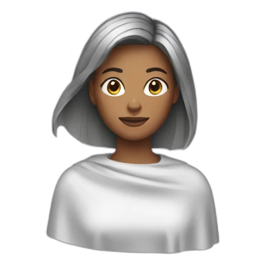 Woman wearing a haircutting cape sticker