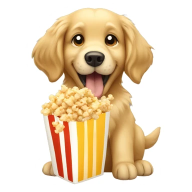 Golden retriever eating popcorn sticker