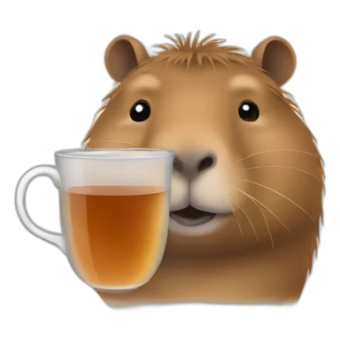 A capybara in profile holding a cup of tea  sticker