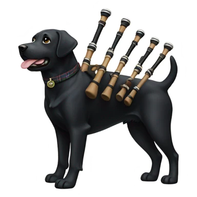 Black Labrador playing the bagpipes sticker