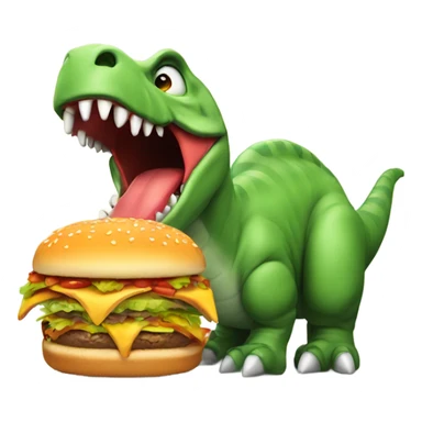 Dinosaur eating hamburger  sticker