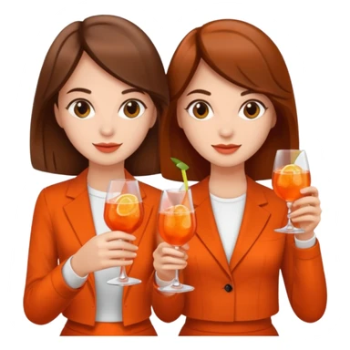 two medium brown haired girls with aperol sticker