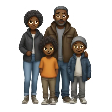 homeless family of black people sticker