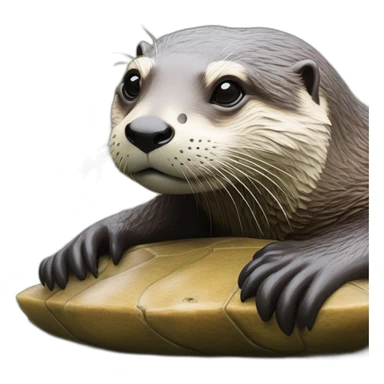 Loutre sur une tortue sticker