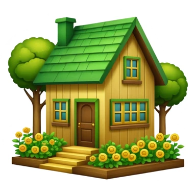 a home which has garden like and the home has slack emoji,  sticker