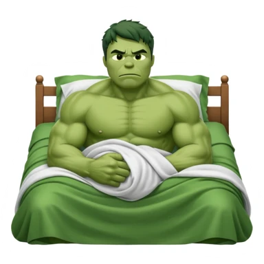 Incredible hulk sleeping lying down in bed under blanket eyes closed sticker