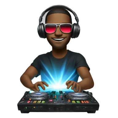 Dj on console with laser lights sticker