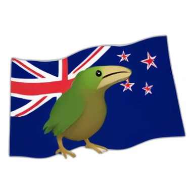 kiwi bird with new zealand flag. Make the flag completly same as new zealand flag not green sticker
