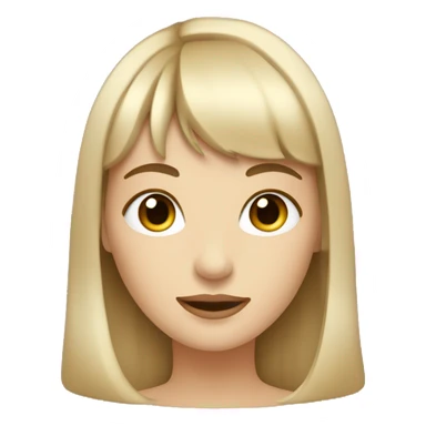 White women with vintage bangs and long light brown hair sticker