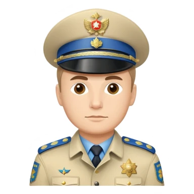 Russian policeman with traditional Russian police hat and uniform sticker