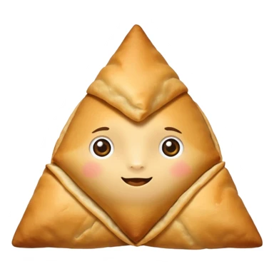 Create an emoji of the Indian snack samosa make it a cuter one . Don't make any faces on it samosa looks traingle sticker