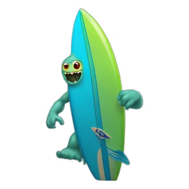 un monstre qui surf sticker