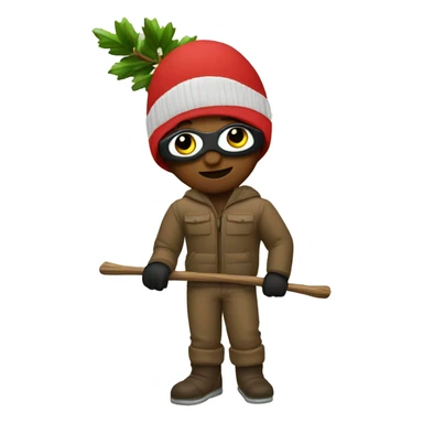 Make a diva with a tree branch and ski mask sticker