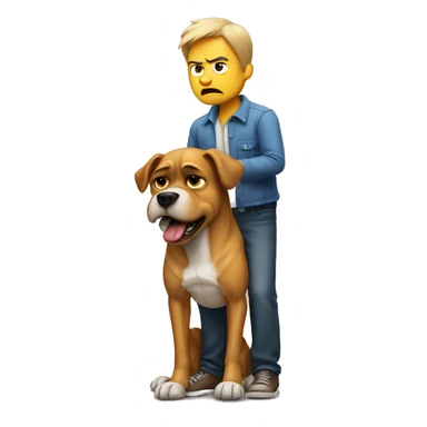 angry dog standing on a man sticker