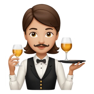 mustached waiter woman sticker