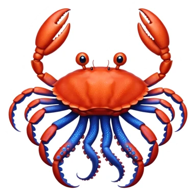 a red crab with two claws and a blue octopus are friends sticker