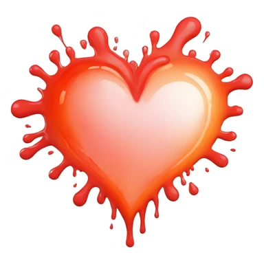 bleeding red heart glowing red-orange with splatter sticker