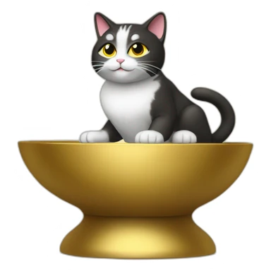 cat secretary sitting on top of the gold cloud sticker