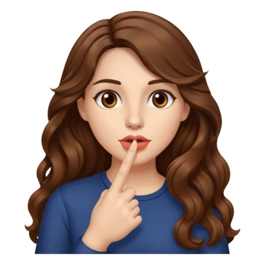 I want her hair to be long, wavy, brown, and fair-skinned, and for her to put her finger on her lips. sticker