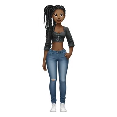 Black girl with braids posing full body jeans corset top sticker