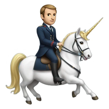 Macron sur une licorne sticker