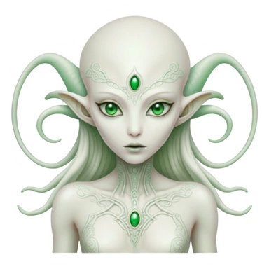 white alien woman full body Green eyes  sticker