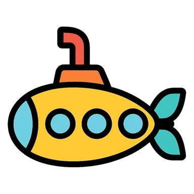 submarine color outlined playful modern sticker